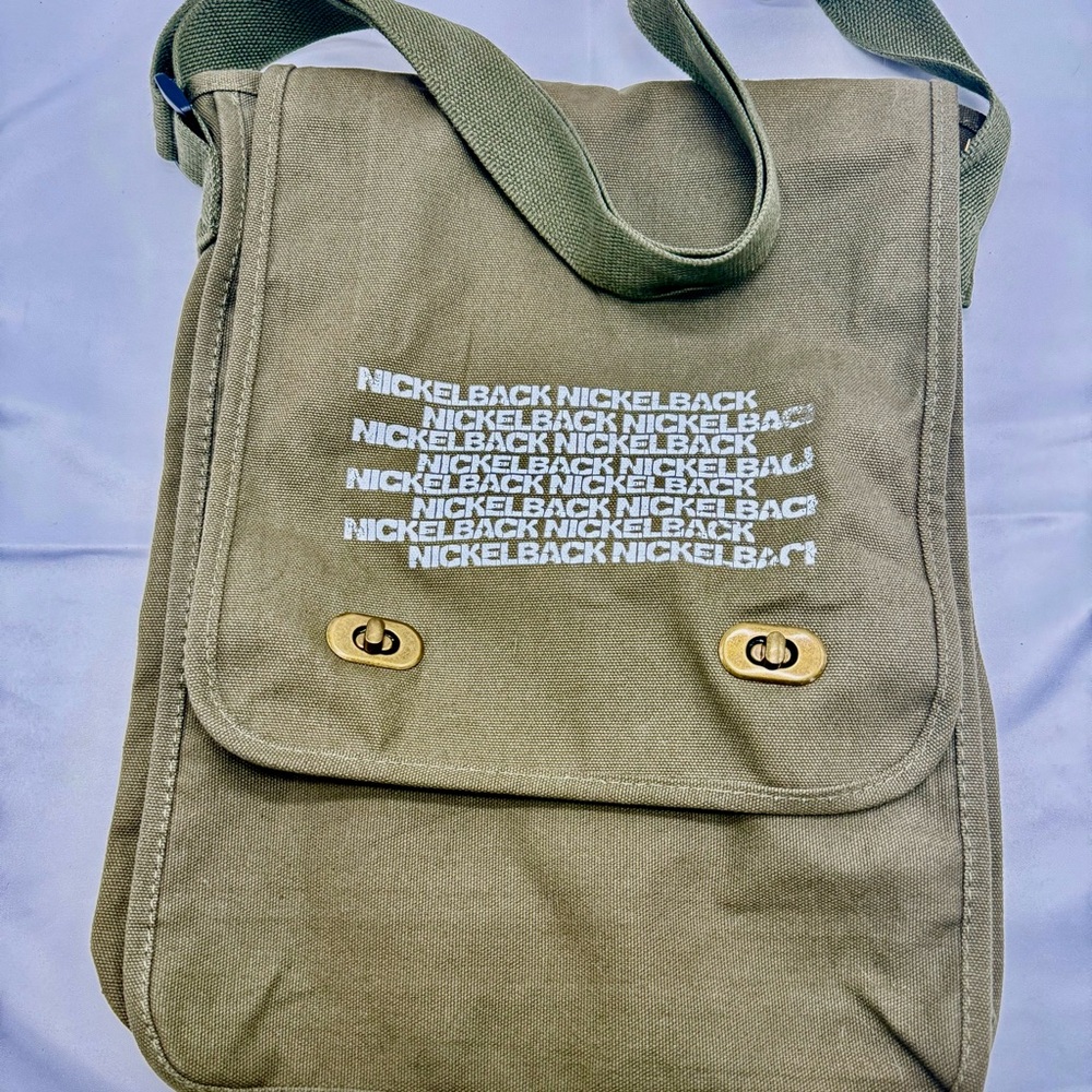 Nickelback Olive Green Canvas Messenger Bag Band Merch Feed The Machine 2017